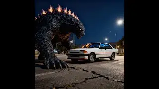 Godzilla chases '83 XE Ford Falcon - Godzilla AI