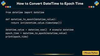 How to Convert DateTime to Epoch Time