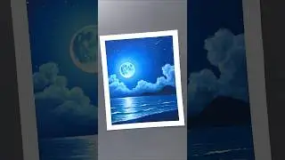 Easy Night Sky with Beach Drawing #shortsfeed #shorts