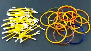 Old bangles & Cotton buds craft idea | DIY arts and crafts | DIY cotton buds