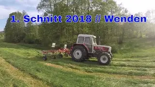 [HD] 1. Schnitt 2018 // Wenden mit Steyr 964 und Fella TH 680D Hydro (Teil 1) [Cab View]