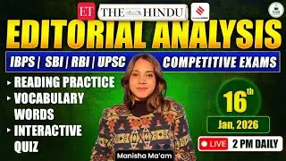 Daily Editorial Analysis | 16th Jan 2026 | The Hindu Vocab & Reading Practice | Quiz for IBPS & SBI