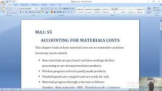 ACCOUNTING FOR MATERIALS