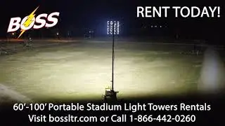 60 Foot LED Portable Stadium Light Tower Quick Setup - Electric or Diesel Powered Light Towers