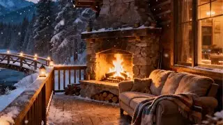 Deep Focus in the Mountains: Snowy Riverside Cabin & Calm Piano for Study