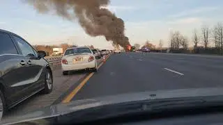 car carrier on fire