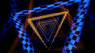 Abstract Background Video 4k VJ LOOP NEON Tunnel Checkered Metallic Blue Gold Calm Wallpaper