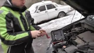 Запуск Mitsubishi Outlander, 2 4 бензин,  10 градусов, с ПЗУ Carku E Power 21