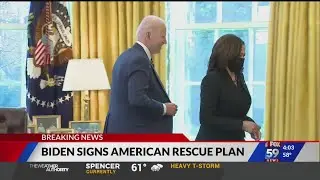 President Biden signs stimulus bill ahead of public address Thursday night