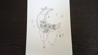 How to draw half moon design for begginer || moon design art || step by step || moon tattoo design