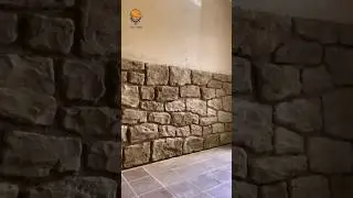 Stone cut wall design with cement sand mortar | Amazing Creativity #shorts #youtubeshorts