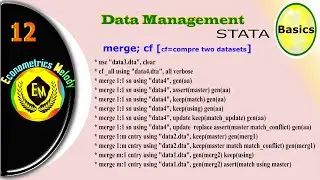 Merge & cf  || STATA || Data Management || Econometrics Melody || U/Graduate || Mphil /Phd