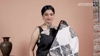 Summer silk sarees | black and white saree | block printed soft silk saree