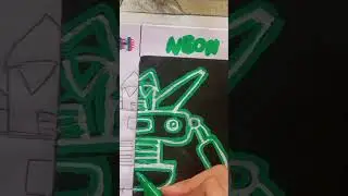 Quantum Robot Glitch and Neon drawing.#shorts