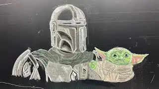 Star Wars Mandolorian and Grogu Chalk Art Timelapse May the 4th Be With You
