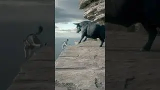 Bull Vs Wolf Epic battle #shorts #viral #wildlife