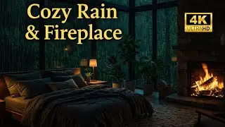 Cozy Fireplace & Rain Sounds 🔥🌧️ Warm Night Ambience for Deep Sleep & Relaxation