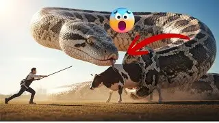 Heroic Rescue Team Saves Helpless Cow from GIANT Python Attack 🐍💪#AnimalRescue #GiantPython
