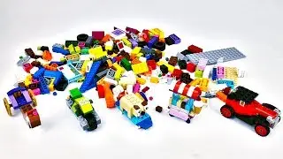 Lego many different wheels - Abrindo e montando carrinhos de brinquedo lego - Play Doh Candy