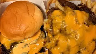 Double Wagyu Smash Burger with Wagyu Cheese Fries Mukbang