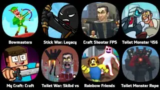 Bowmasters, Stick War Legacy, Craft Shooter FPS Battles, Toilet Monster 456 Battle, Toilet War