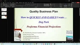 Dog Park Pro  Forma Financial Projections &ndash; Quickly and Easily!!