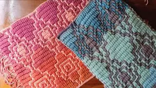 Mosaic Crochet Pattern # 34 - Work Flat or In The Round - MULTIPLE 18 + 4 (chart set Design 2)