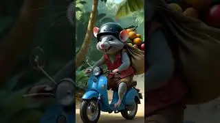 Cute rat riding scooter# picking fruits#baby rats# animal lover# shorts# youtube shorts