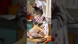 Most Relaxing Nature Sounds 😌Cat Cooking Chicken 🍗🐔 #shorts #shortvideo #music