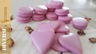 How to Make Heart Macarons طريقة عمل مكارون على شكل قلب ومع سر لمعانه 💖