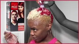 BLEACHING & DYING Short Natural Hair RED!