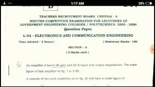 TRB Polytechnic Exam 2005-2006 | Electronics and Communication Engineering Question Paper
