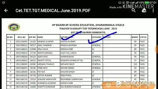 HPTET TGT Medical List of Qualified Candidates June 2019 !