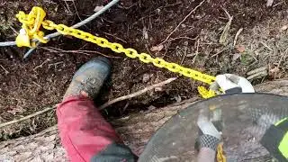 Schneedruck Windwurf und Seilwindenarbeit