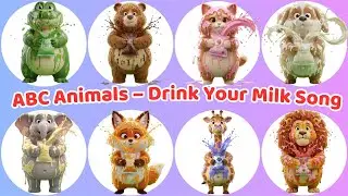 ABC Animal Sounds Song 🐾🥛 Colorful Milk Bath Fun | Daddy & Baby Animals Kids Song