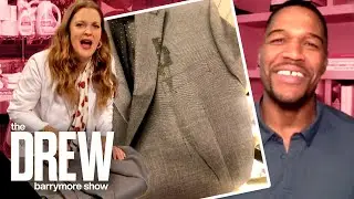 Drew Excitedly Helps Michael Strahan Get a Stain Out of His Jacket