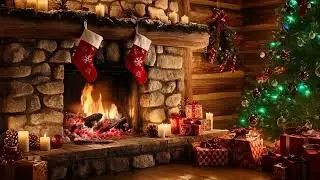 NO AD 🎄 Cozy Christmas Cabin 10 Hours | 🔥 Fireplace Crackling | Holiday Ambience (No Music)