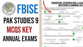 Pakistan studies Class 9 MCQs key paper solution / Federal board