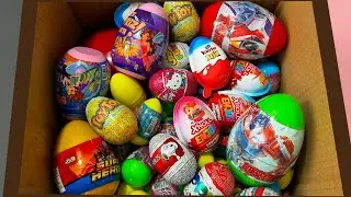 ASMR 101 kinder surprise eggs opening hello kitty, kinder,barbie,transformers,kinder joy