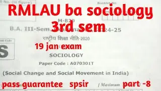 @🔥 RMLAU Sociology Minor Paper | BA 3rd Semester | Pass Guarantee Questions