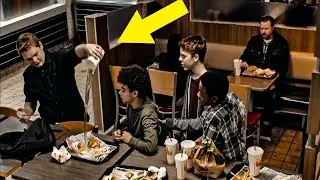 Teens Mock Boy At Burger King, Don&rsquo;t Notice Man On Bench