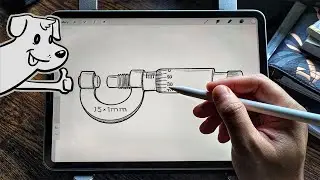 How to draw Micrometer/Screw Gauge 📏