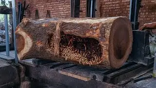 It's incredible that such a large piece of wood was split so quickly, it doesn't make sense