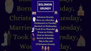 Solomon Grundy nursery rhyme #nurseryrhymes #poem #preschoolsong