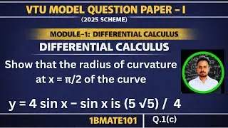 Radius of Curvature Problem | Trigonometric Curve | Differential Calculus | VTU 1BMATE101