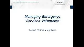 Managing Emergency Services Volunteers