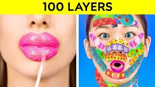WOW! 100 LAYERS CHALLENGE || Food Challenge Added By 123 GO! Genius