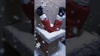 Decorazione di Natale con Carta - Babbo Natale nel Comignolo/Camino - Santa Claus Is Coming To Town