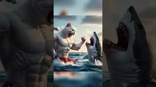 Kitten Overboard ! 🐱🚨💀 DAD CAT VS SHARK 🦈💥 #cat #ai #catstory #cute