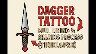 Dagger Tattoo &ndash; Full Lining & Shading Process (Timelapse)
